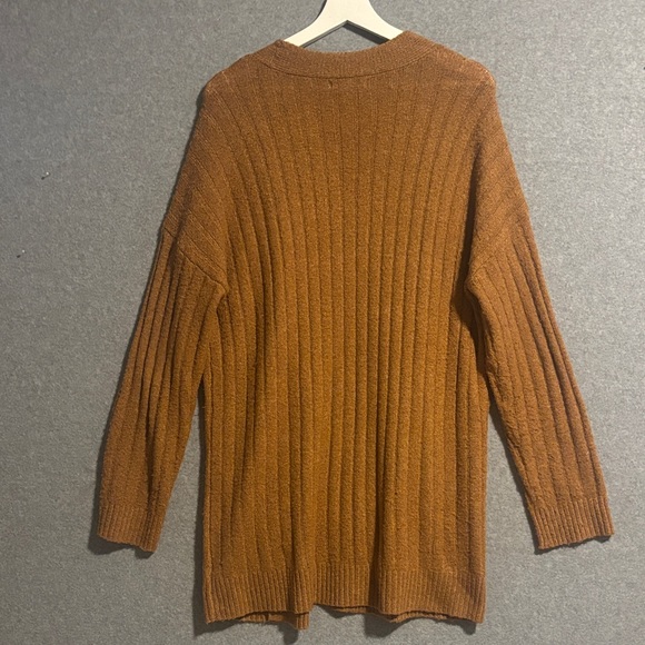 Jolie & Joy Cozy Open Front Oversized Ribbed Drop Sleeve Cardigan M Camel - Picture 2 of 12